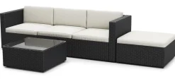Rattanlounge MALIBU schwarz/beige