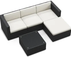 Rattanlounge MALIBU schwarz/beige