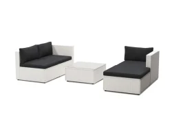 Rattanlounge MALIBU weiss/schwarz
