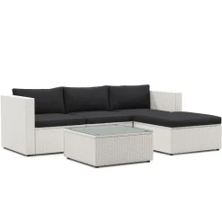 Rattanlounge MALIBU weiss/schwarz
