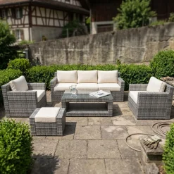Rattanlounge MANILA grau/beige