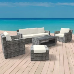 Rattanlounge MANILA grau/beige