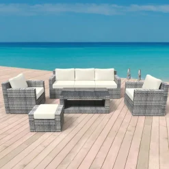 Rattanlounge MANILA grau/beige