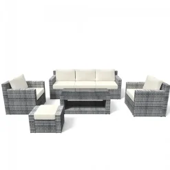 Rattanlounge MANILA grau/beige