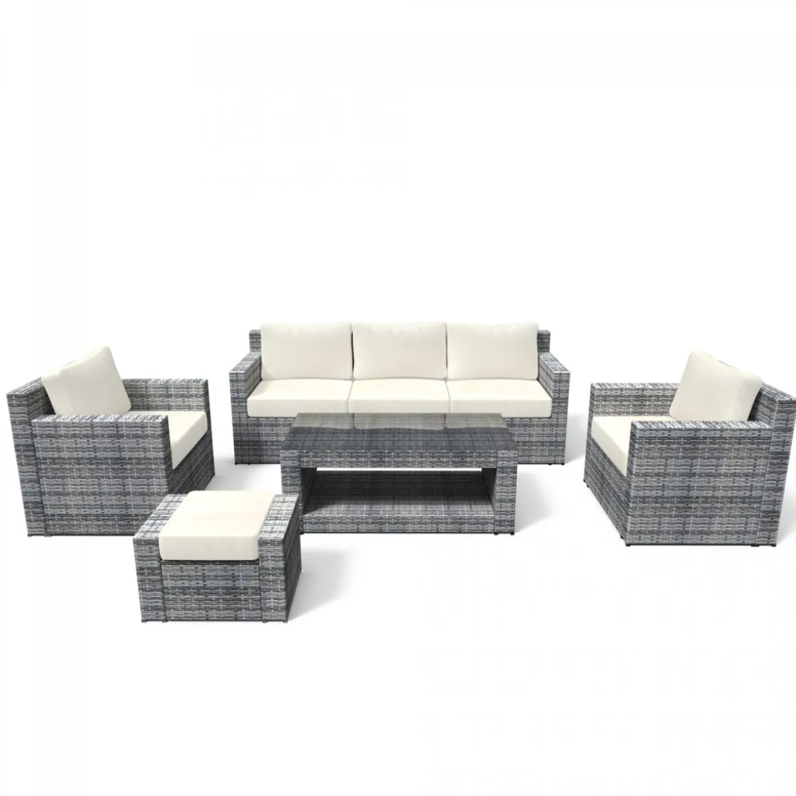 Rattanlounge MANILA grau/beige