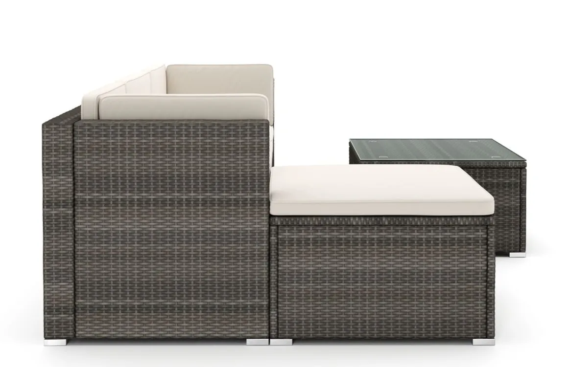Rattanlounge MILOS grau/beige