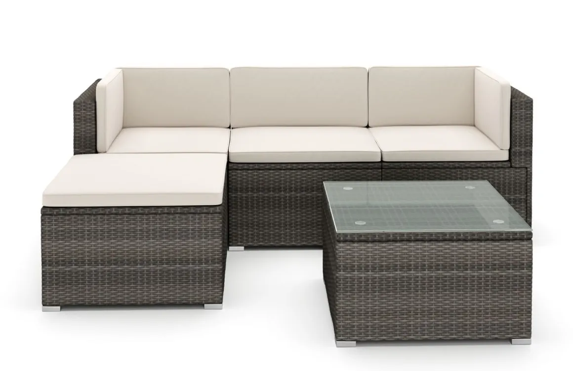 Rattanlounge MILOS grau/beige