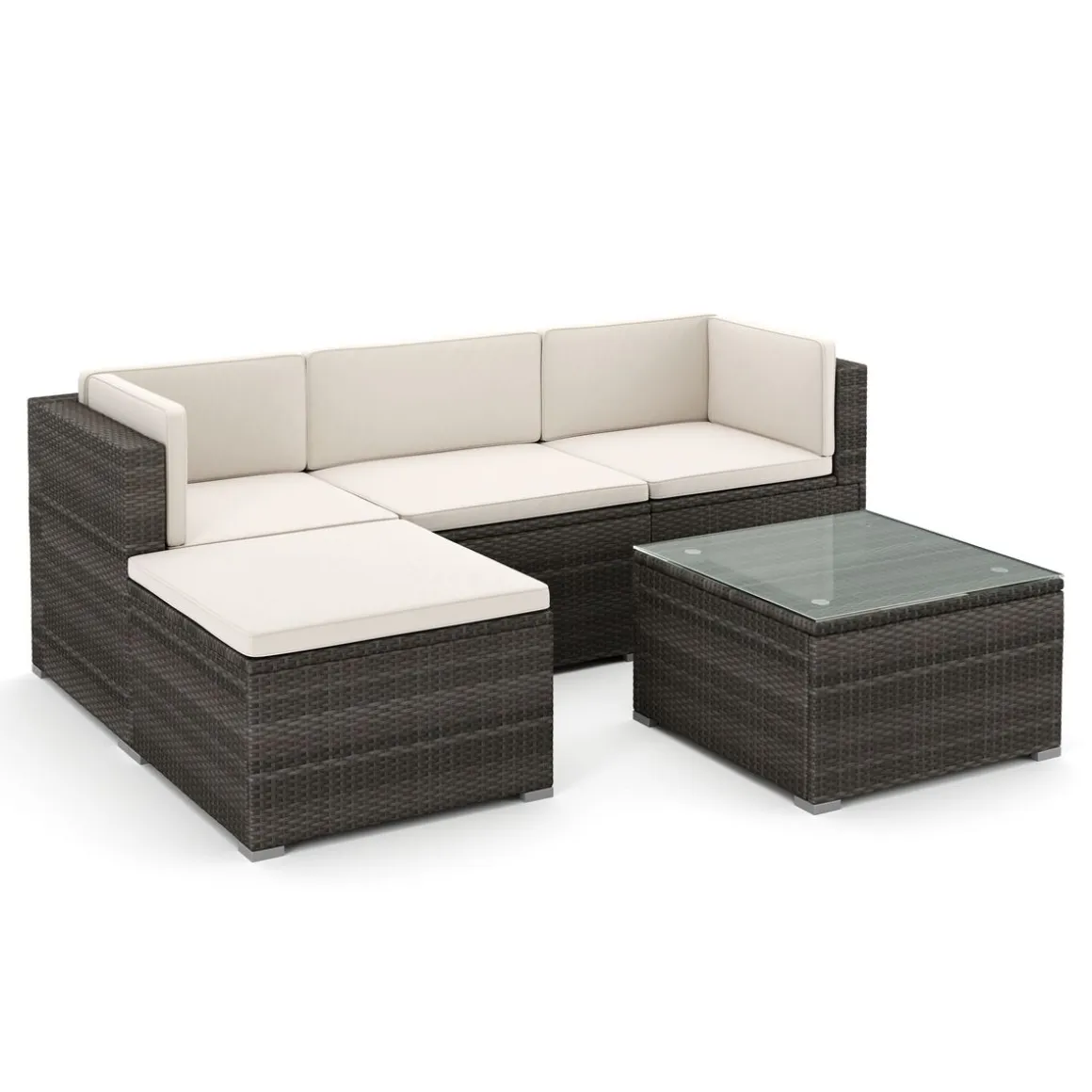 Rattanlounge MILOS grau/beige