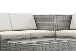 Rattanlounge mit Kissenbox BORA BORA grau/weiss