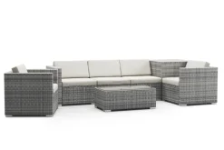 Rattanlounge mit Kissenbox BORA BORA grau/weiss