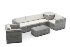 Rattanlounge mit Kissenbox BORA BORA grau/weiss