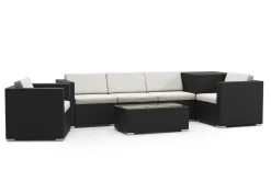 Rattanlounge mit Kissenbox BORA BORA schwarz/weiss