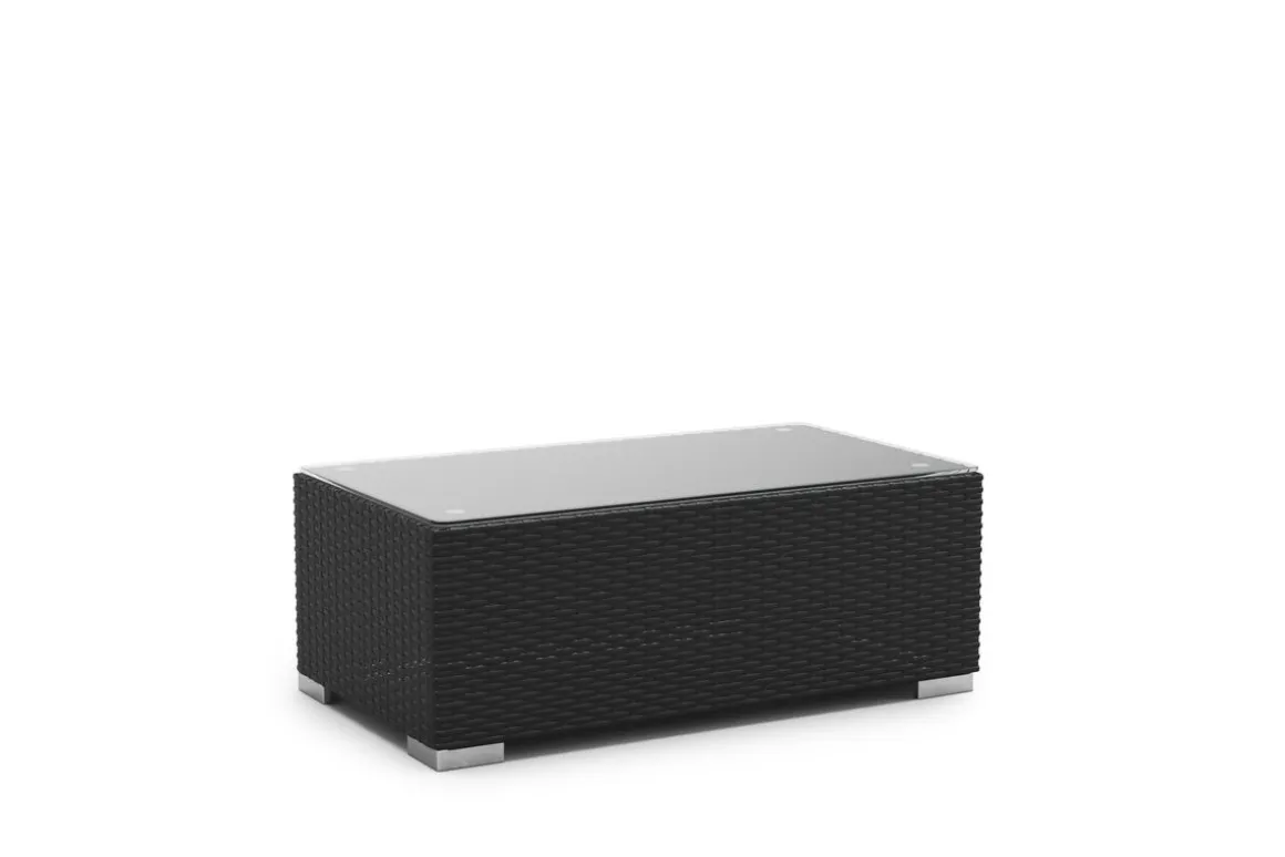 Rattanlounge mit Kissenbox BORA BORA schwarz/weiss