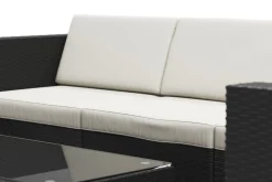 Rattanlounge mit Kissenbox BORA BORA schwarz/weiss