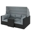 Rattanlounge mit LED COMODO schwarz/grau