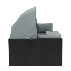 Rattanlounge mit LED COMODO schwarz/grau