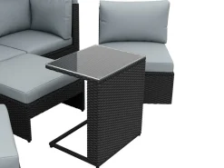 Rattanlounge mit LED COMODO schwarz/grau