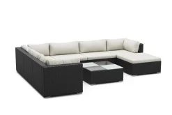 Rattanlounge NAXOS schwarz/beige