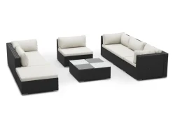 Rattanlounge NAXOS schwarz/beige