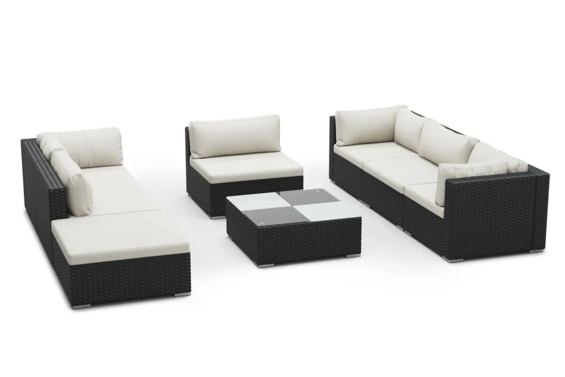 Rattanlounge NAXOS schwarz/beige