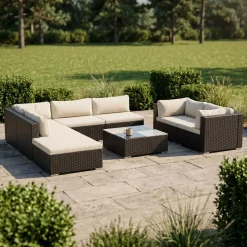Rattanlounge NAXOS schwarz/beige