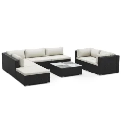 Rattanlounge NAXOS schwarz/beige