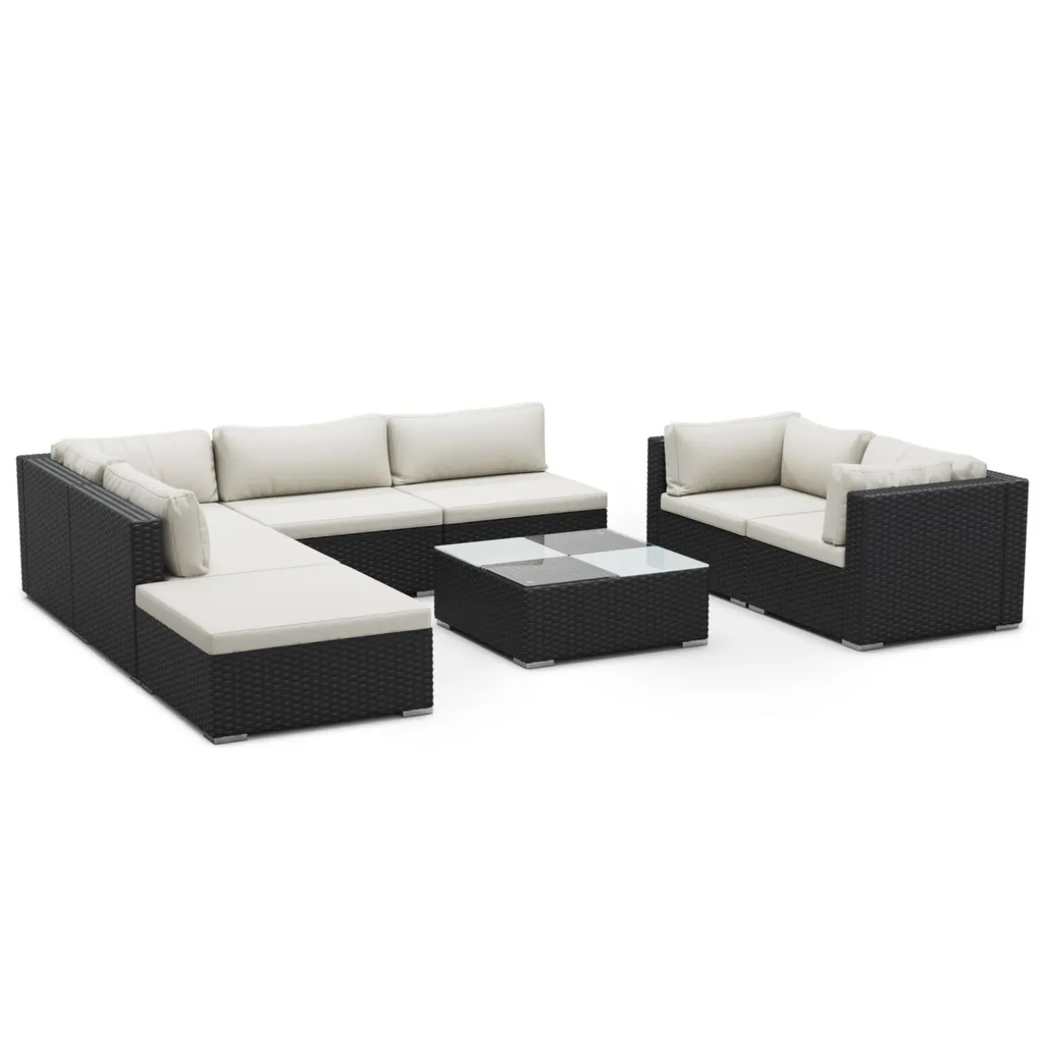Rattanlounge NAXOS schwarz/beige