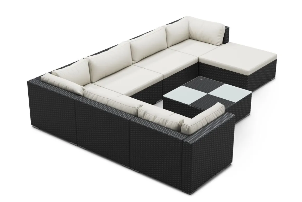Rattanlounge NAXOS schwarz/beige