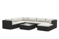 Rattanlounge NAXOS schwarz/beige