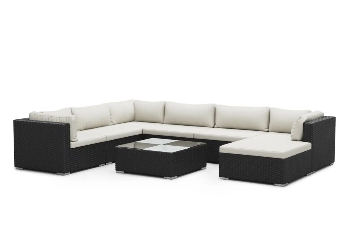 Rattanlounge NAXOS schwarz/beige