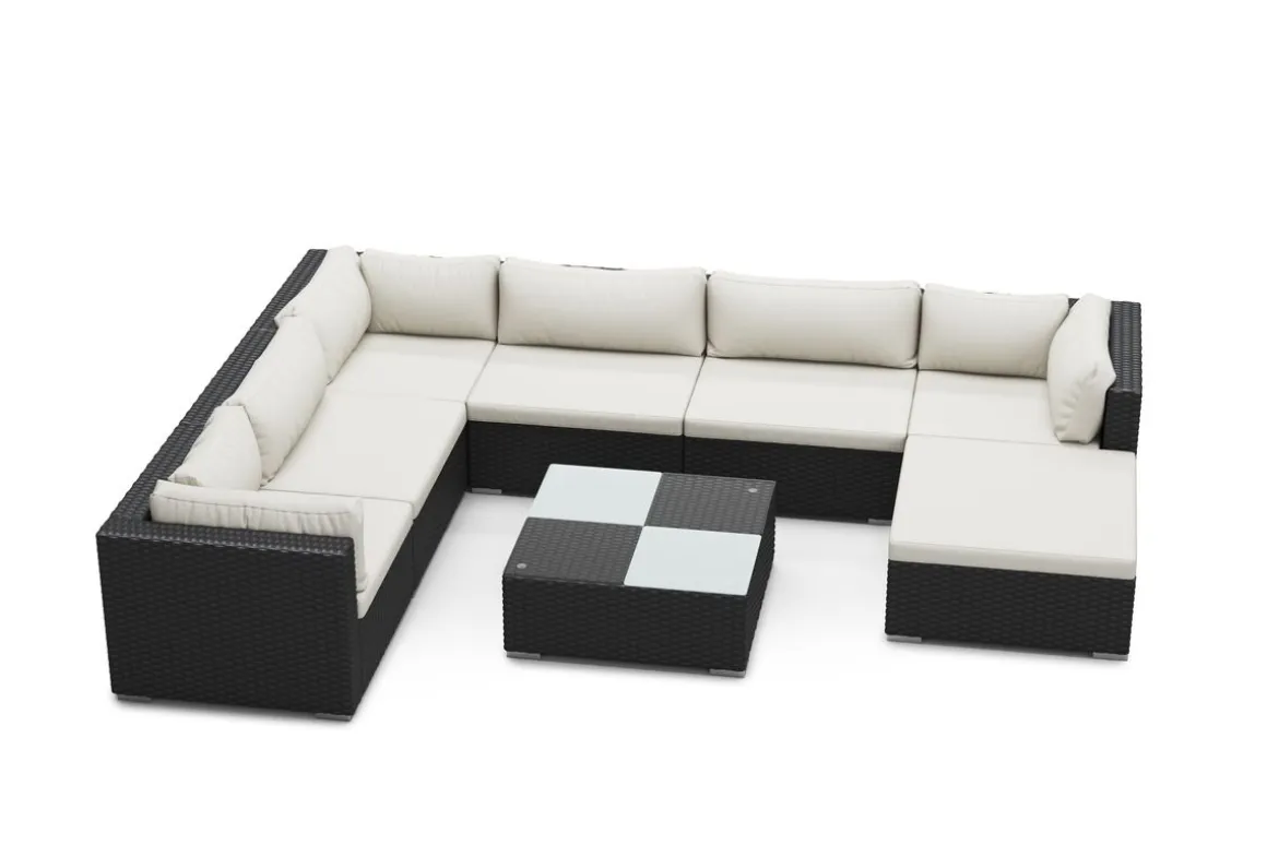 Rattanlounge NAXOS schwarz/beige