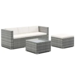 Rattanlounge NIZZA grau/beige