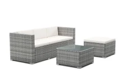 Rattanlounge NIZZA grau/beige