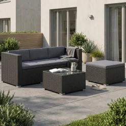 Rattanlounge NIZZA schwarz/anthrazit