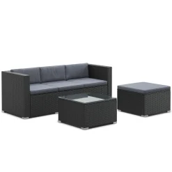 Rattanlounge NIZZA schwarz/anthrazit