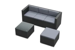 Rattanlounge NIZZA schwarz/anthrazit