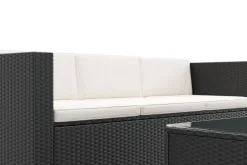Rattanlounge NIZZA schwarz/beige