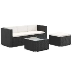 Rattanlounge NIZZA schwarz/beige