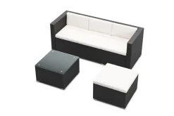 Rattanlounge NIZZA schwarz/beige