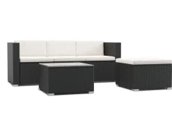 Rattanlounge NIZZA schwarz/beige