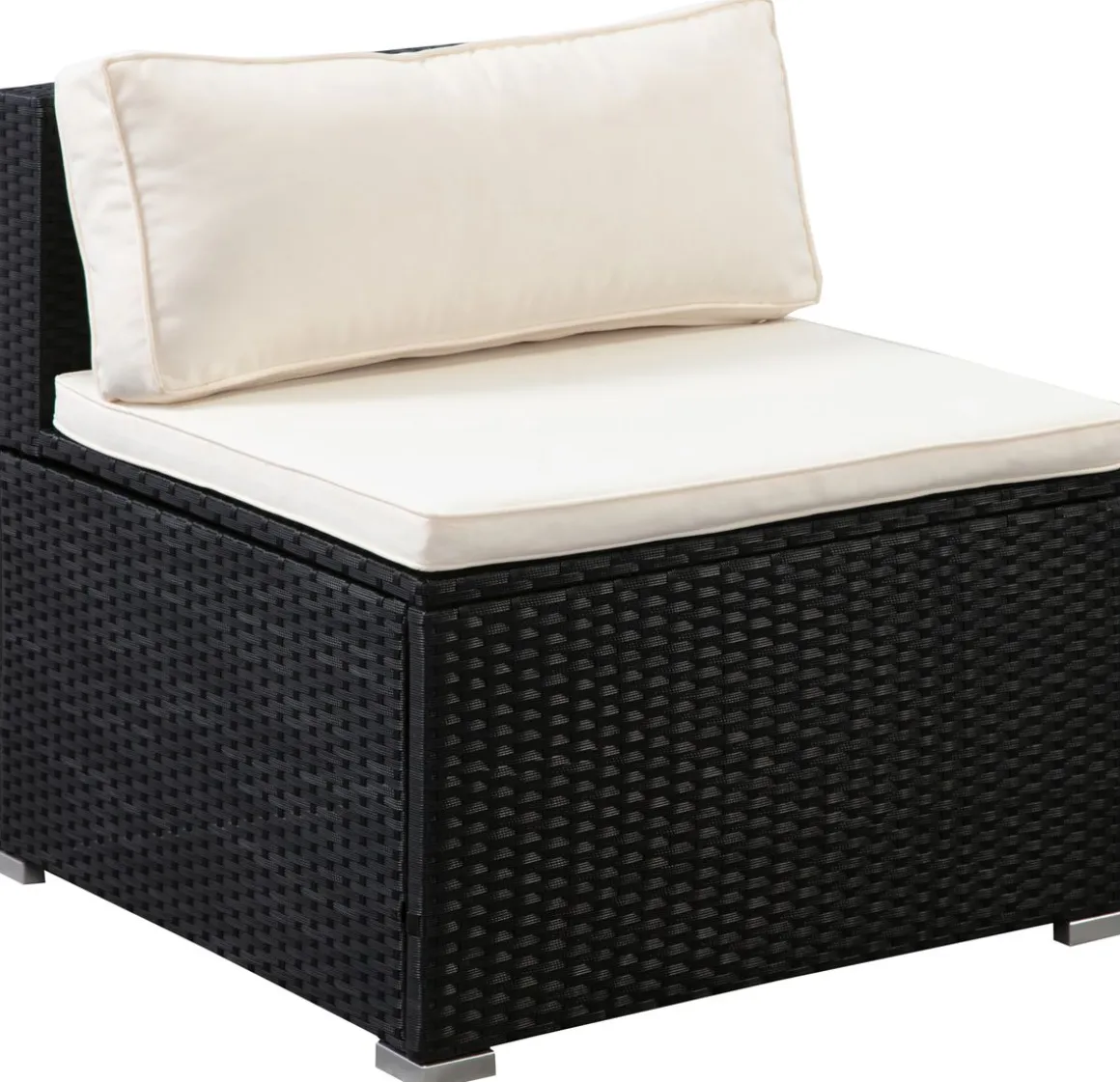 Rattanlounge RAVENNA schwarz/beige