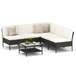 Rattanlounge RIVERA braun/beige
