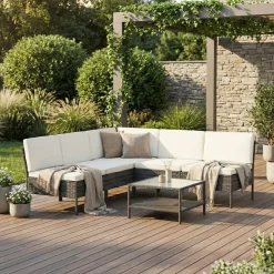 Rattanlounge RIVERA grau/beige