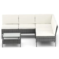 Rattanlounge RIVERA grau/beige