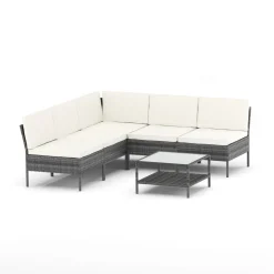 Rattanlounge RIVERA grau/beige