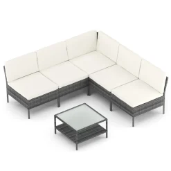 Rattanlounge RIVERA grau/beige