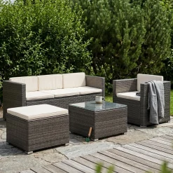 Rattanlounge SALERNO grau/beige