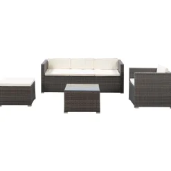 Rattanlounge SALERNO grau/beige