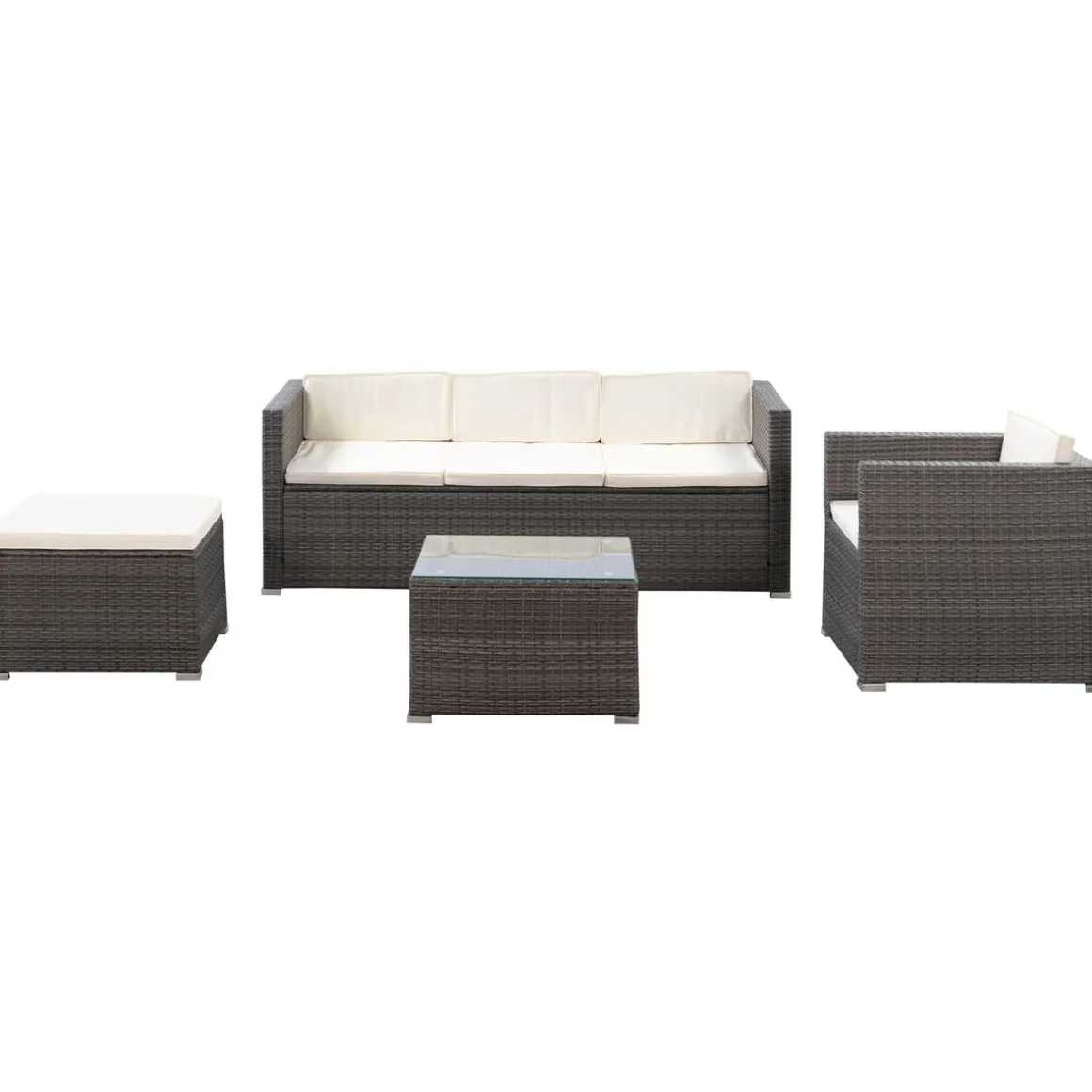 Rattanlounge SALERNO grau/beige