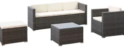 Rattanlounge SALERNO grau/beige